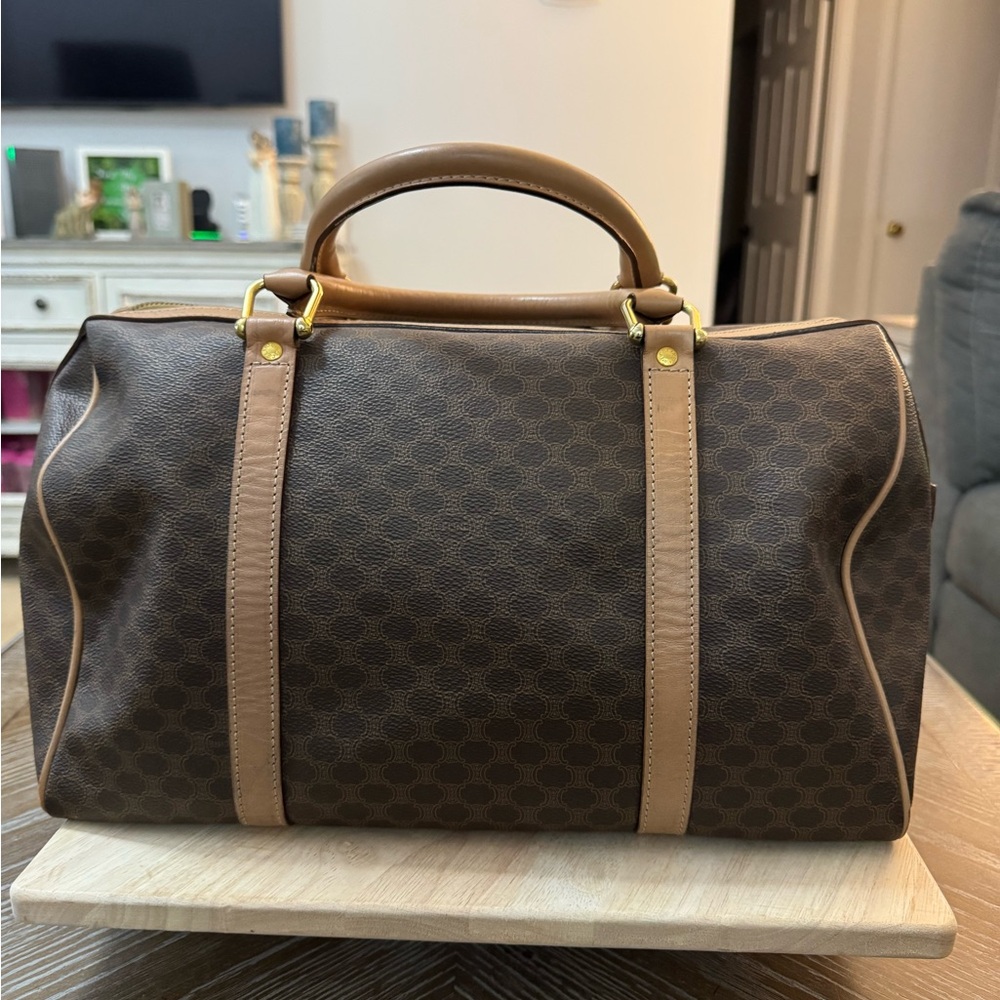 Celine Brown & Tan Monogram Canvas Top-Handle Tote - Picture 3 of 13